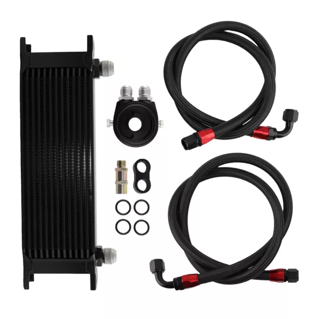 Universal 13-Row 10AN Engine Transmission Oil Cooler Filter Adapter Hose Kit