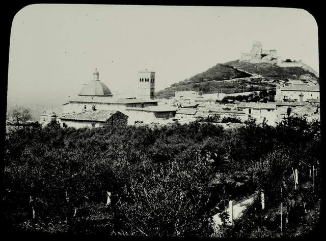ANTIQUE Magic Lantern Slide ASSISI NO7 C1910 PHOTO ITALY ARCHITECTURE