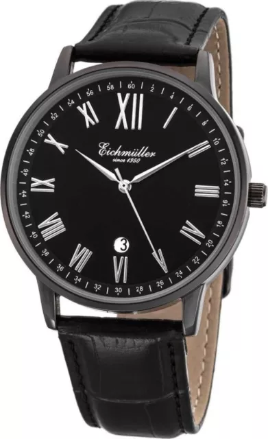 Eichmüller Reloj de Hombre RE1107 Negro Pulsera de Cuero 40MM