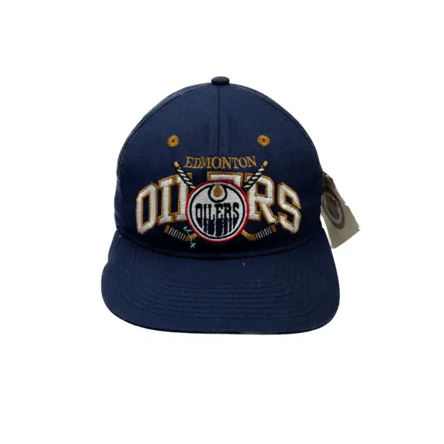 Edmonton Oilers CCM Vintage Hockey Snapback Hat Blue Deadstock NWT 90s