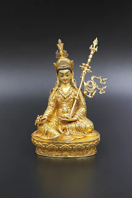 Gold Plated Guru Padmasambhava Statue, 4"