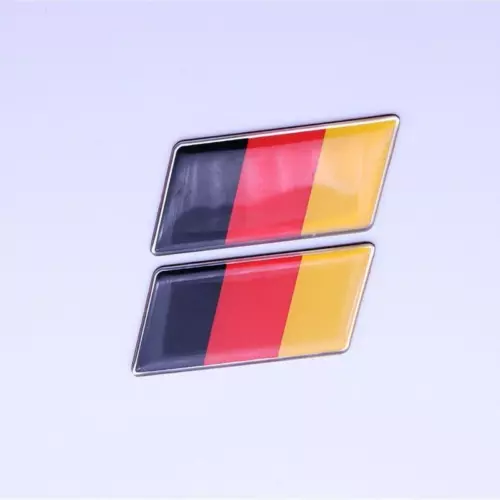 2x Germany Flag Aluminum Car Truck Emblem Badge Decal Sticker 3X6.5cm