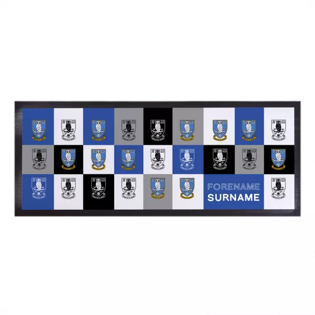 Sheffield Wednesday FC Officially Licensed - Chequered - Personalised Bar Runner