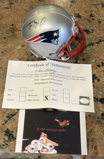 Tom Brady Autographed New England Patriots Mini Speed Helmet Rjm Coa