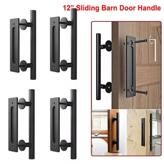 1/2/4pcs Sliding Barn Door Handle Hardware Kit 12FT Heavy Duty Pull & Flush Door