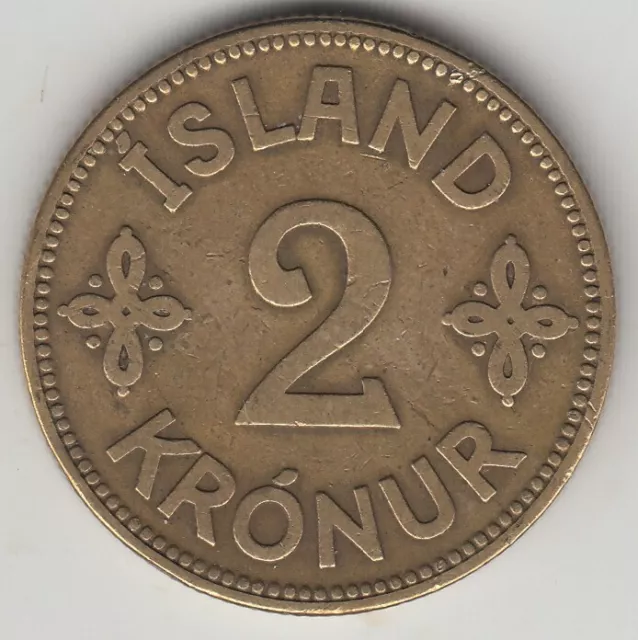 Icelandic 2 Króna Coin 1929 N GJ KM# 4 Iceland 2 Kronur - KEY DATE 77,000 minted