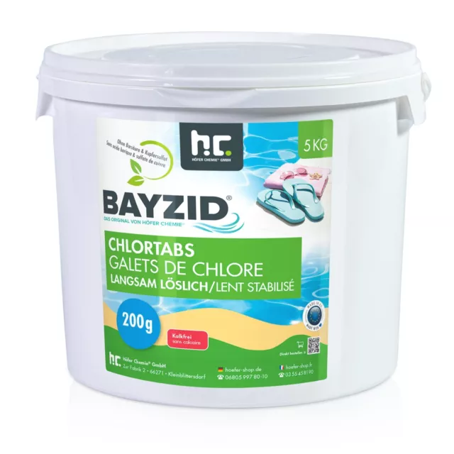 4 x 5 kg BAYZID Chlortabs 200g langsam löslich zur Langzeitchlorung von Pools