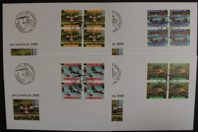 Schweiz, MiNr. 1740-1743, 4er Blöcke, FDC - 613465