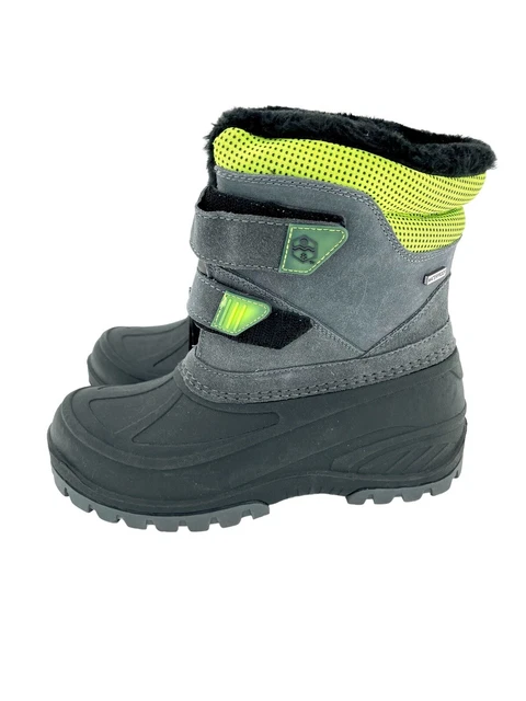 Khombu Kids Youth Boots Snowbank Faux Fur Suede Rubber SZ 4 Grey Green SZ 4 SH37