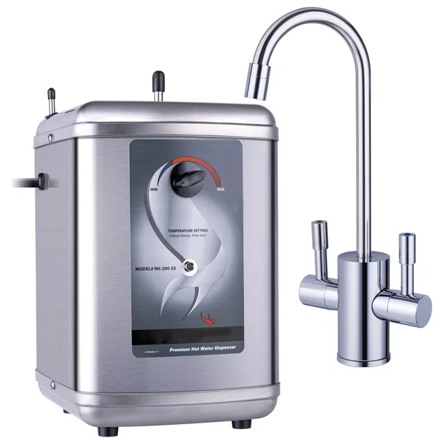 Instant Hot Water Dispenser for Kitchen with Polished Chrome Dual Handle Faucet