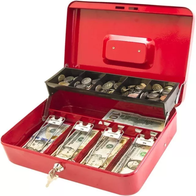 4 Bill 5 Coin Slots Tiered Locking Money Box Cashier Safety Case  Supermarkets