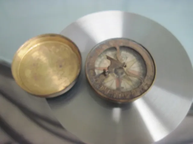 1700S Early 1800S Brass Pocket Compass With Sundial