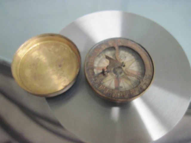 1700S Early 1800S Brass Pocket Compass With Sundial 1700S Early 1800S Brass Pocket Compass With Sundial