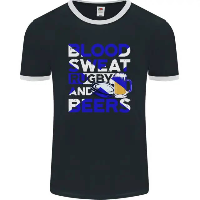 Blood Sweat Rugby and Beers Scotland Funny Mens Ringer T-Shirt FotL