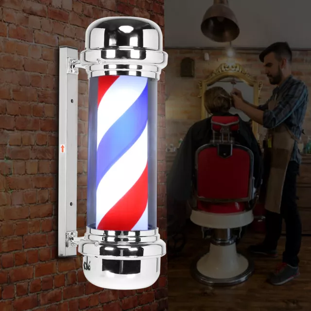 (EU Plug 220V)71cm/28.0inch Barber Shop Pole Red White Blue Rotating Light PLM