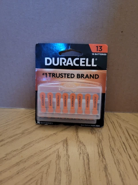 NUEVO Paquete de (16) Baterías para Audífonos Duracell Talla 13 Naranja EasyTab DA13B16ZM