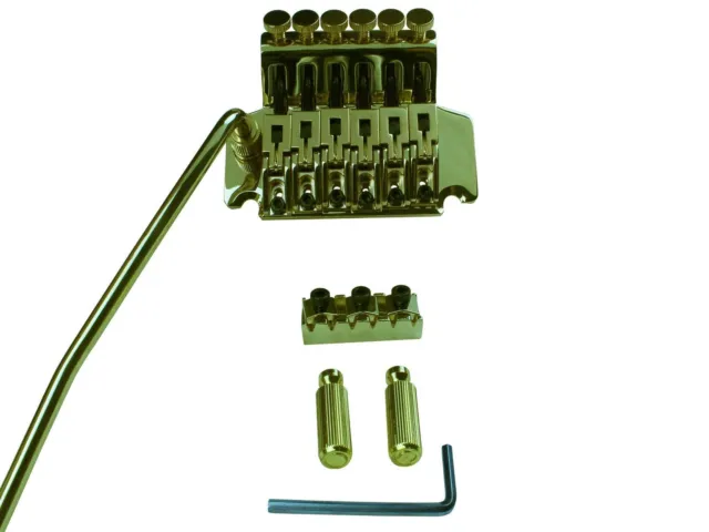 Double locking tremolo bridges with studs and nut - chrome, gold or black