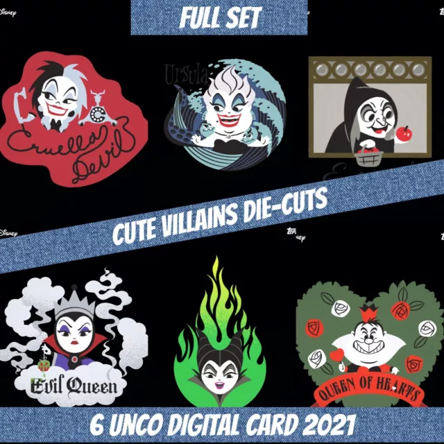 Topps Disney Collect Full Set (6) Cute Villains Die-cuts 2021 Digital Unco