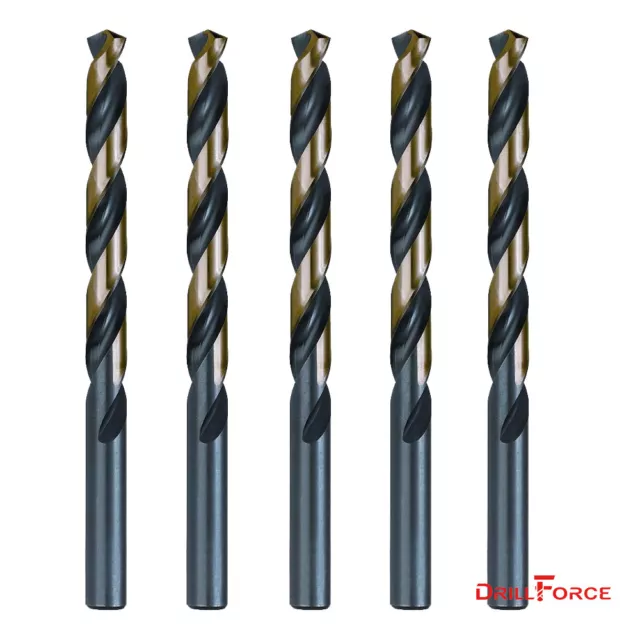 5PCS 1/2" Drill Bit Set HSS M2 Black/Gold Steel Twist Drill Bits Metal Tools