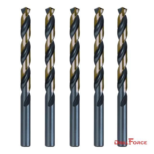 5PCS 3/8" Drill Bit Set HSS M2 Black/Gold Steel Twist Drill Bits Metal Tools