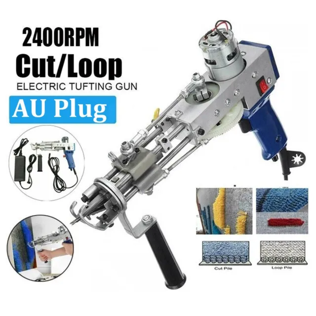 Electric 2IN1 Carpet Tufting Gun Cut Loop Pile Weaving Flocking Machine AU Plug