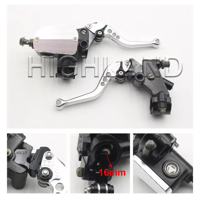 7/8'' Motorcycle Front Hydraulic Brake Master Cylinder Clutch Lever Silver 16mm