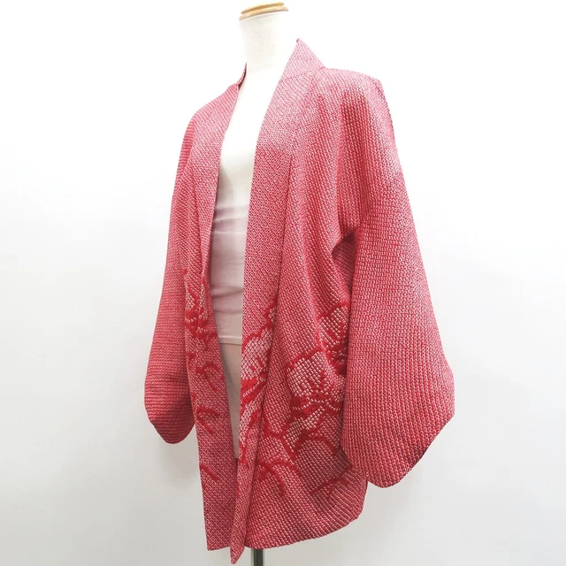 9039D1 Silk Vintage Japanese Kimono Haori Jacket Full Shibori Pine Tree