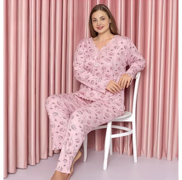 Plus Size Bambou Pyjama Femmes Lot Manches Longues Grandes Tailles Homewear