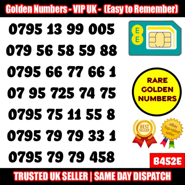 Lotto Sim Gold Easy Numero Di Cellulare Memorabile Platino Vip Uk Pay As You Go - B452E