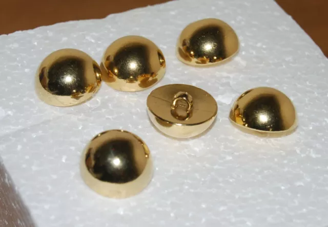 #7 Vintage, Gold, Dome, Shank, Craft, Sewing, Blazer Buttons, x6