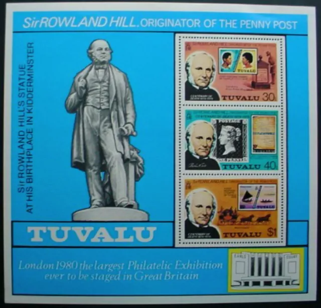 Tuvalu 1979: Rowland Hill: Set Of 3 Mnh & Souvenir Sheet