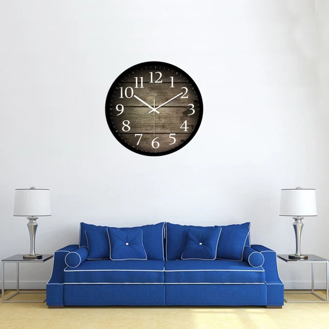Ménage pendaison murale motif créatif en bois grande horloge murale muette 9