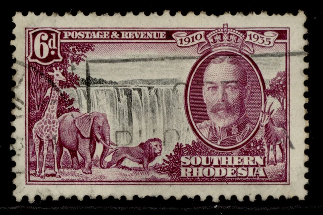 SOUTHERN RHODESIA GV SG34, 6d black & purple, USED. Cat £24.
