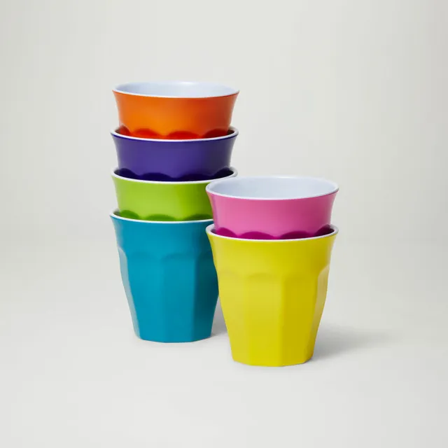 Barel Designs Classic "Fiesta" Melamine Tumblers 200mL - Set of 6 Picnic Cups