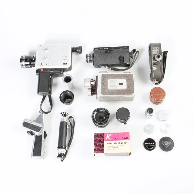 lot of 4 Vintage Movie Cameras and Accessories - Untested, As Is
