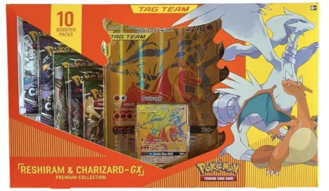 Pokemon Reshiram Charizard GX Tag Team Premium Collection Box New Factory Sealed