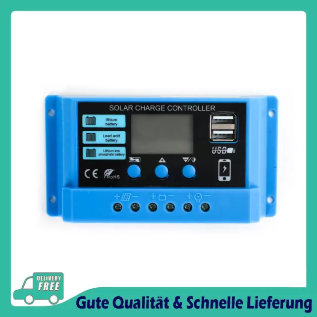 20/30A PWM Solarladeregler USB Solarpanel LCD für Lifepo4 Lithium Lead Acid Gel