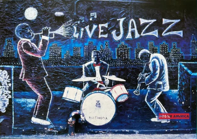 Rico Fonseca's Live Jazz Wall Painting Vintage Art Poster 24 x 34