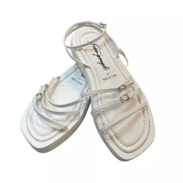 Free People Fionna Strappy Platform Sandals, White, Size 39 Euro (8.5 US), NWOB