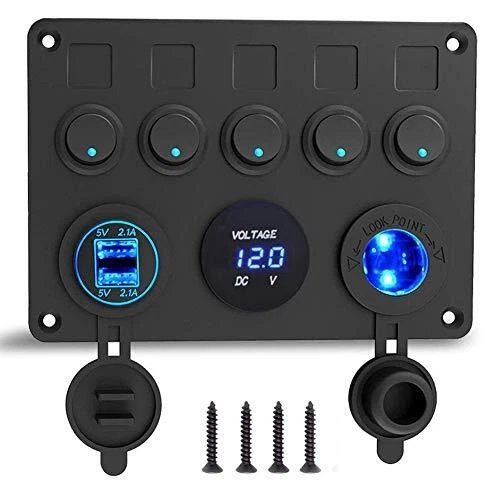 12V Panneau de Commutateur Marin, Port de chargeur USB 4.2A + Prise allume-cigar