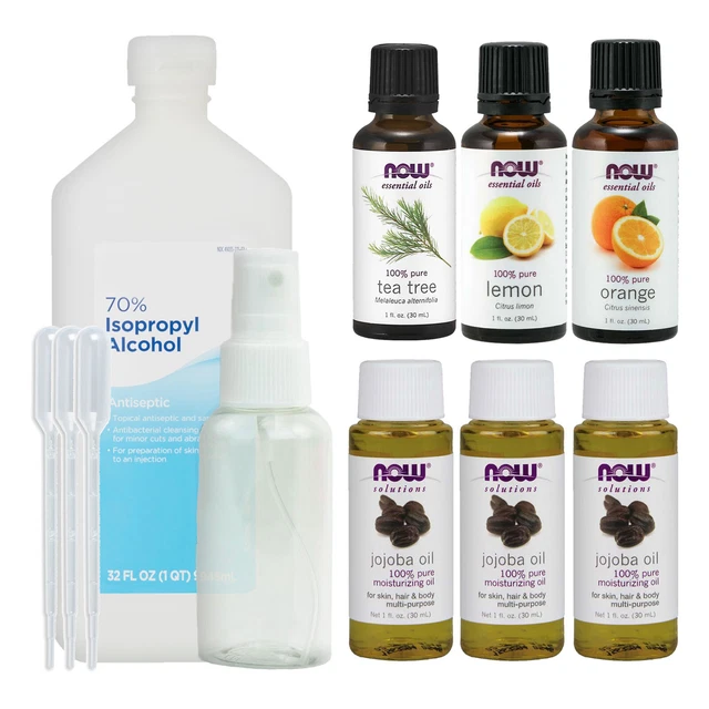 Kit desinfectante de manos alcohol con botella de spray y aceite esencial aceite de jojoba GRATIS