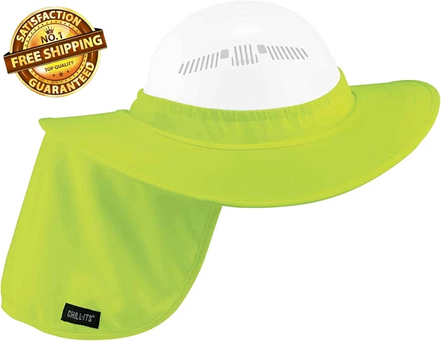 Chill-Its 6660 Attachable Hard Hat Brim with Neck Shade, Lime