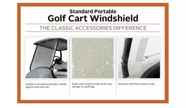 Classic Accessories Portable Deluxe Golf Cart Windshield Universal Fit