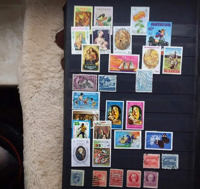 Briefmarken Sammlung Lot Amerika Karibische Inseln 2 DIN A4 Seiten