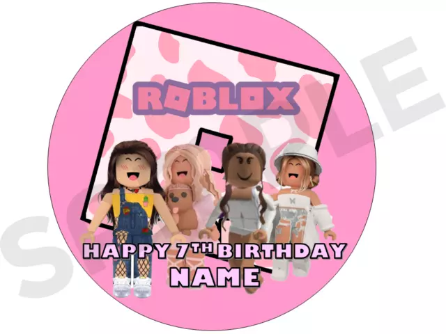 💗 ROBLOX 💗 GIRL'S PARTY PERSONALISED Edible round Cake Topper wafer /icing 💗