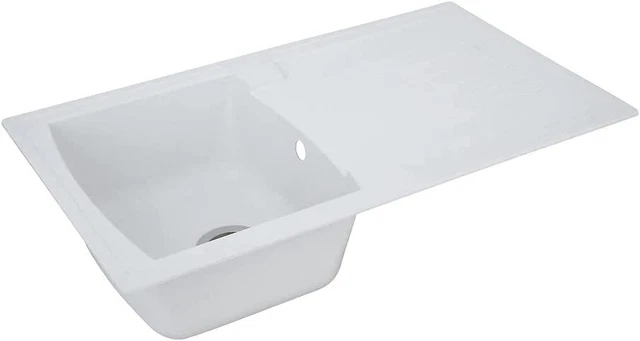 Fregadero de cocina Respekta Mineralite Boston incorporado 86 x 50 blanco