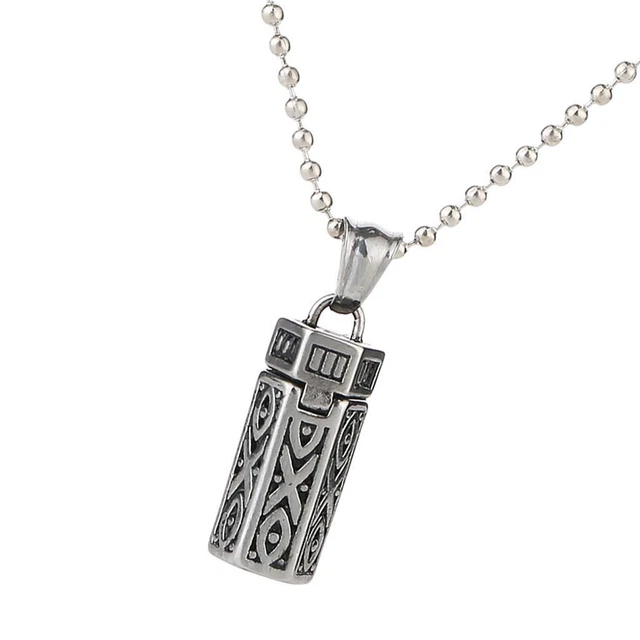 Pendentif Urne Mémoire - Collier Cylindre Acier Inoxydable Pour Cendres Ou Cheveux (47mm)