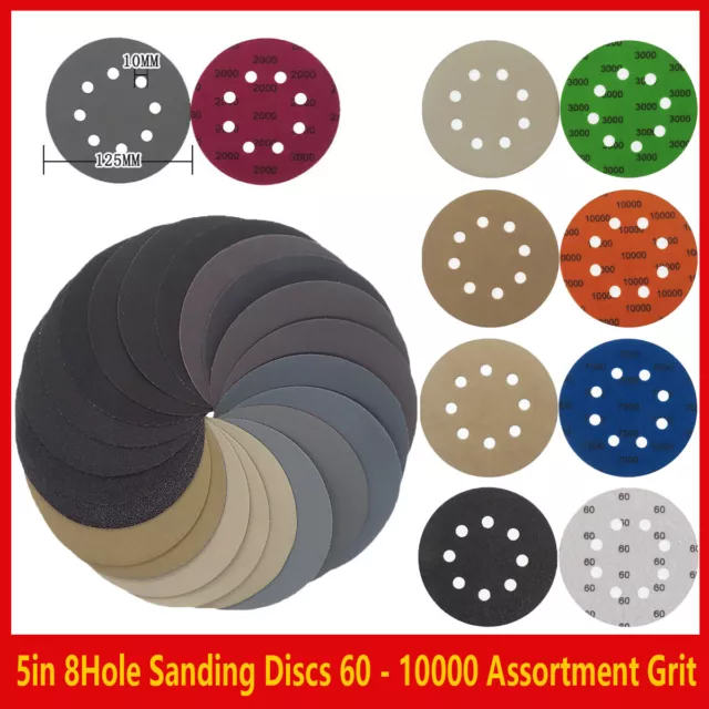 5 inch Sanding Discs 60 - 10000 Grit Orbital Sander Paper Hook & Loop Sandpaper