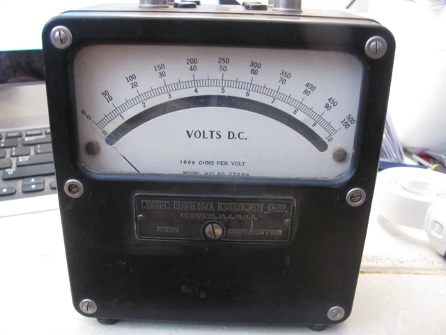 Weston Electrical Instrument Corp 0-10-100-500 VDC Volt Meter