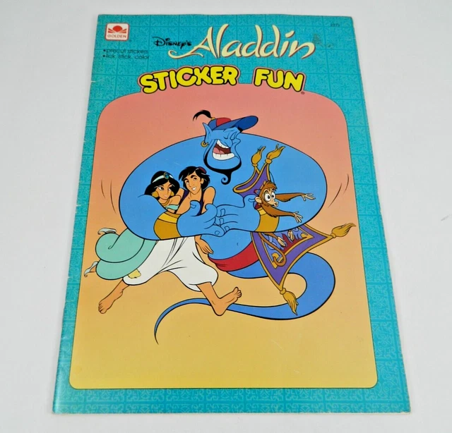 VINTAGE 1992 DISNEY'S Aladdin Sticker Fun Activity Coloring Book Golden ...